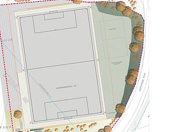 Das Spielfeld wird groß, besteht aus hochwertigen Material und oben drauf kommt Kunstrasen, das senkt die Folgekosten bei der Instandhaltung.Quelle: Ammermann-Döhler-Landschaftsarchitekten