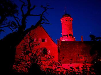 Die Altenburg erstrahlte  in der Nacht auf Dienstag in Rot. Foto: Kilian Keuchel