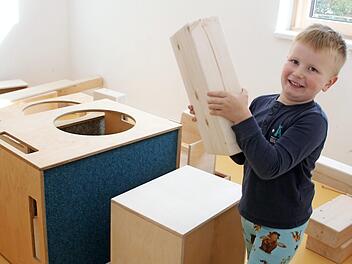 Groß, hell, freundlich: Die Kinder fühlen sich wohl im neuen Paul-Gerhardt-Kindergarten. "Und der Bauraum ist auch klasse", sagt Raphael.