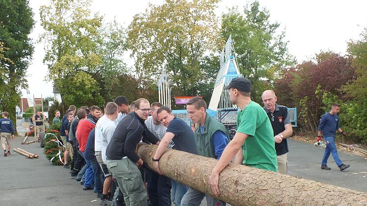 Der 34 Meter hohe Baum verlangte den Burschen einiges ab. Foto: Manfred Welker