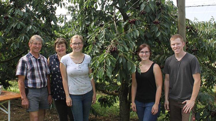 Familie Grau in ihrer Kirschenplantage bei Lützelsdorf
