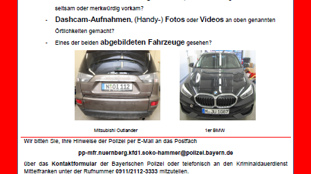 Flyer Alexandra R.: Wer hat Mitsubishi Outlander und 1er BMW gesehen?
