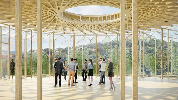 Glasraum mit Blick zur Veste auf dem Dach. Grafik: Studio Andrew Todd Ltd.