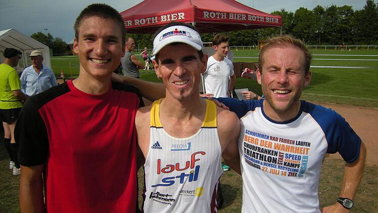 Die Top-3 im Halbmarathon: (von links: Markus Veth (2.), Markus Unsleber (1.) und Michael Regele. Foto: ssp