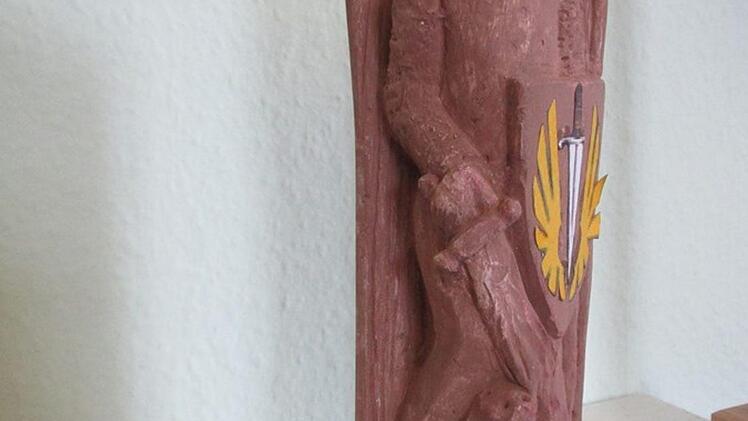 Entwurf der Figur St. Michael, die neben der Kapelle in Frankenbrunn stehen soll.  Foto: Thomas Kirchner/Markt Oberthulba