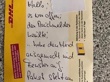 Der Paketbote hinterließ der Kita eine Nachricht über sein Vorgehen. Foto: Facebook-Seite der Feuerwehr Kronshagen