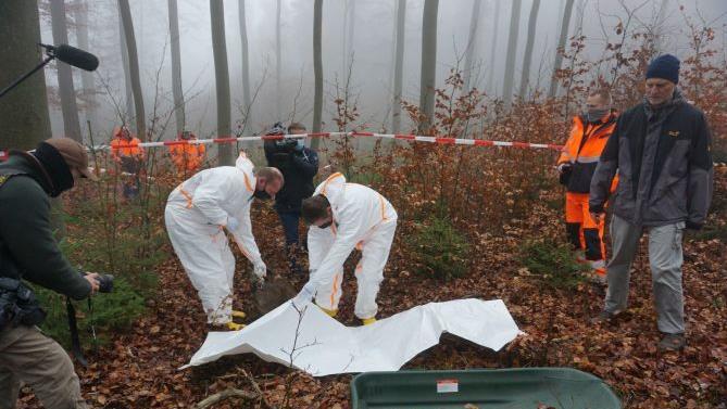 Übung, um für Fälle von Afrikanischer Schweinepest (ASP) gerüstet zu  sein. Foto: Marion Eckert