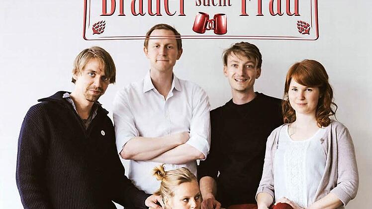 Jakob Fischer, Thomas Paulmann, Felix Forsbach, Johanna Waldhoff und Olga Seehafer (vorne) präsentieren "Brauer sucht Frau". Foto: Marian Lenhard
