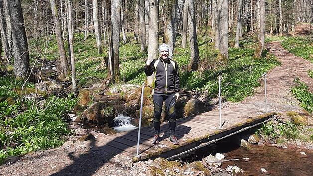 Jürgen Nimec unterwegs auf dem Hochrhöner. Foto: J. Nimec/Selbstauslöser