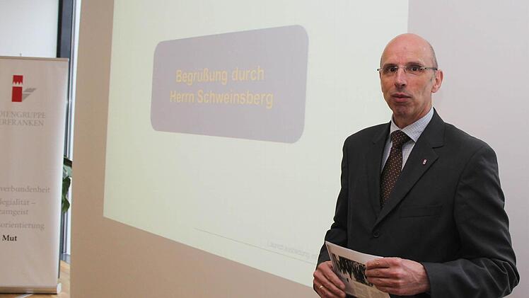 Walter Schweinsberg, Geschäftsführer der Mediengruppen Oberfranken, lobt die Arbeit der Auszubildenden. Foto: Michael Gründel