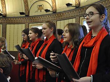 Rund 15 Stimmen zählt der Jugendchor Herz-Jesu und der Musikschule Bad Kissingen. Auch sie konnten mit Gospel punkten. Foto: Peter Klopf