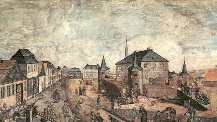 Alte Ortsansicht von Teuschnitz: um 1700