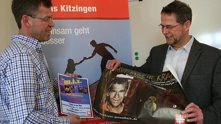 Musiker Peter Lorenz und Caritas-Geschäftsführer Paul Greubel bereiten eine gemeinsame Sache vor: einen Benefiz-Tanz in den Mai. Foto: Sabine Paulus