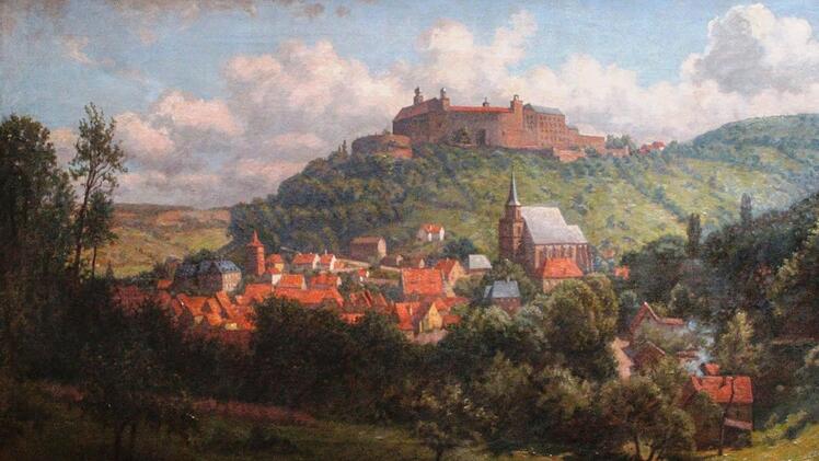 Nächste Woche wird in Bayreuth unter anderem das Gemälde "Kulmbach die Plaßenburg von Michel Weiß 1932" versteigert. Repro: BR