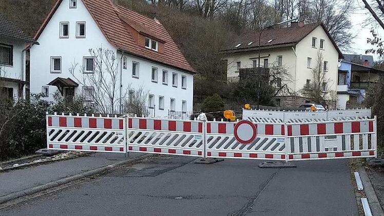 Wegen der Gefahr durch einen beschädigten Baum wurde die Leimbachstraße am Dienstag gesperrt. Foto: Michael Krug