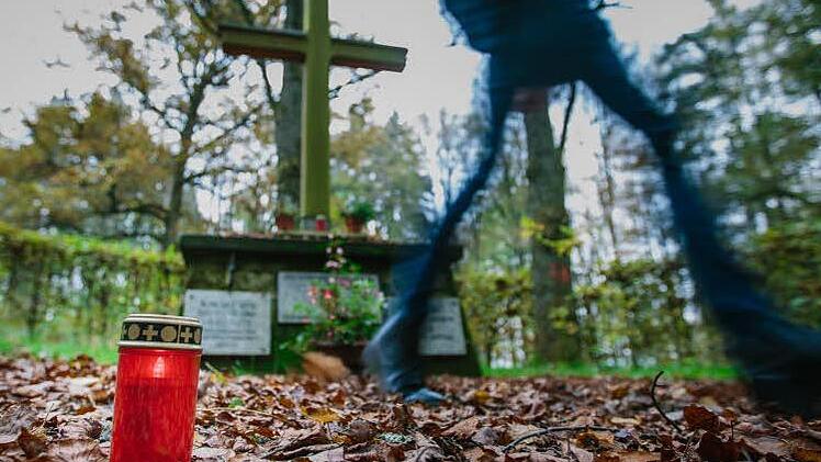 Das Sudetendeutsche Ehrenmal steht im Wald. Für alte Menschen, die teils auf Rollatoren angewiesen sind, ist es daher schwer zu erreichen. Die Egerländer Gmoi hofft nun, dass das Kreuz umgesetzt werden kann. Foto: Anna-Lena Lessmann