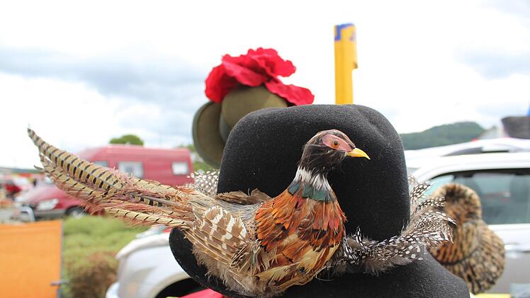 Auch ein modischer Serviervorschlag an einem Stand: Hut mit Vogel und auffällig. Foto: Markus Häggberg