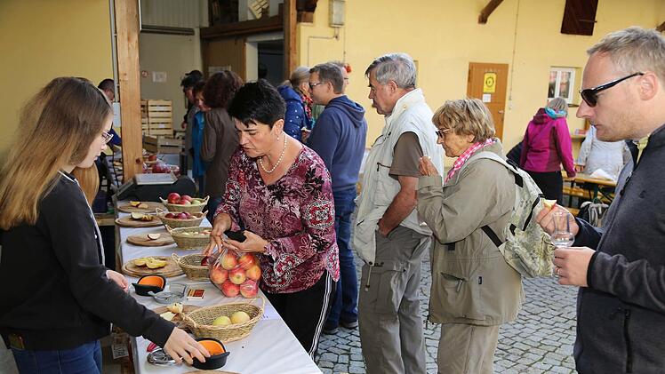 Die Äpfel  am Feesenhof in Weingarts durften auch gekostet werden. Foto: Franz Galster
