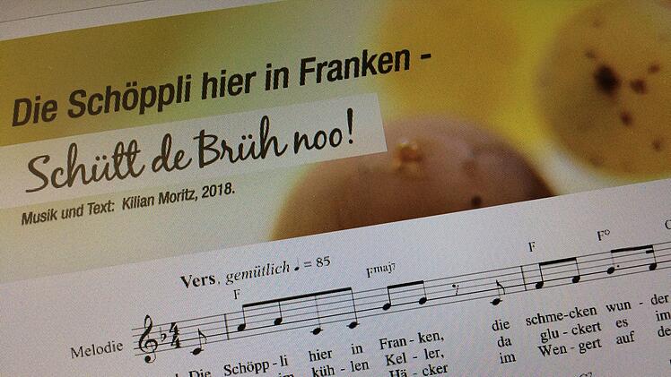 "Die Schöppli hier in Franken - Schütt de Brüh noo": Kilian Moritz' Franken-Hymne.