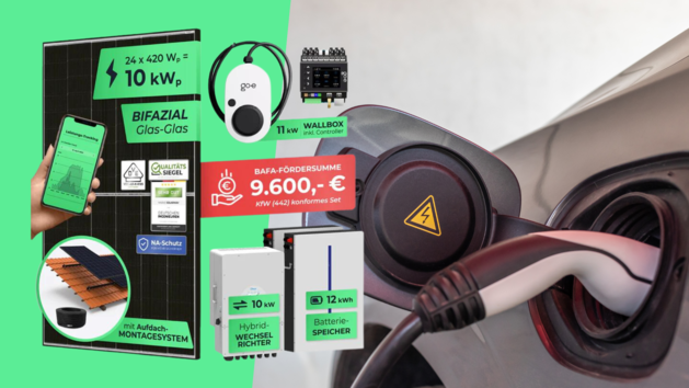 Der H&auml;ndler Solarway hat passgenaue Pakete f&uuml;r die KfW-F&ouml;rderung 442 geschn&uuml;rt - so kommst du g&uuml;nstig an deine Kombi aus PV, Speicher & Wallbox.