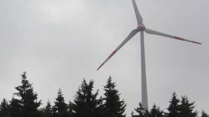 So wie dieses Windrad bei Münchberg werden auch die Anlagen auf dem Hainer Reinberg weit aus dem Wald ragen.  Foto: Friedwald Schedel