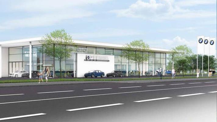 Ausschnitt aus dem Entwurf für das neue Autohaus, das westlich des Berliner Rings geplant ist. Skizze: Architekten Gick+Seiler