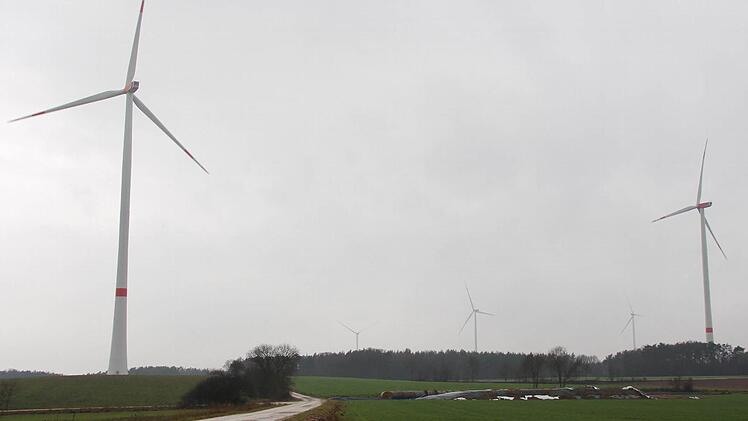 Die fünf Anlagen des Lonnerstadter Windparks stehen. Drei liefern bereits Strom. Foto: Andreas Dorsch