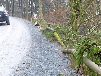 Am Weg von Seibelsdorf hinauf nach Mittelberg zur Radspitze sind mehrere seitliche Absicherungen aus Holz beschädigt, weggebrochen oder verfault. Foto: Klaus-Peter Wulf