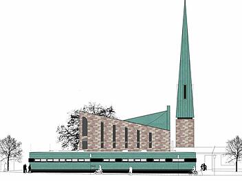 So präsentiert sich der Anbau an die St. Michael Kirche zum Martin-Luther-Weg hin. Foto: Landeskirchliches Baureferat