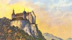Ort Egloffstein mit Burg, von Julie von Egloffstein gezeichnet im Jahre 1814.