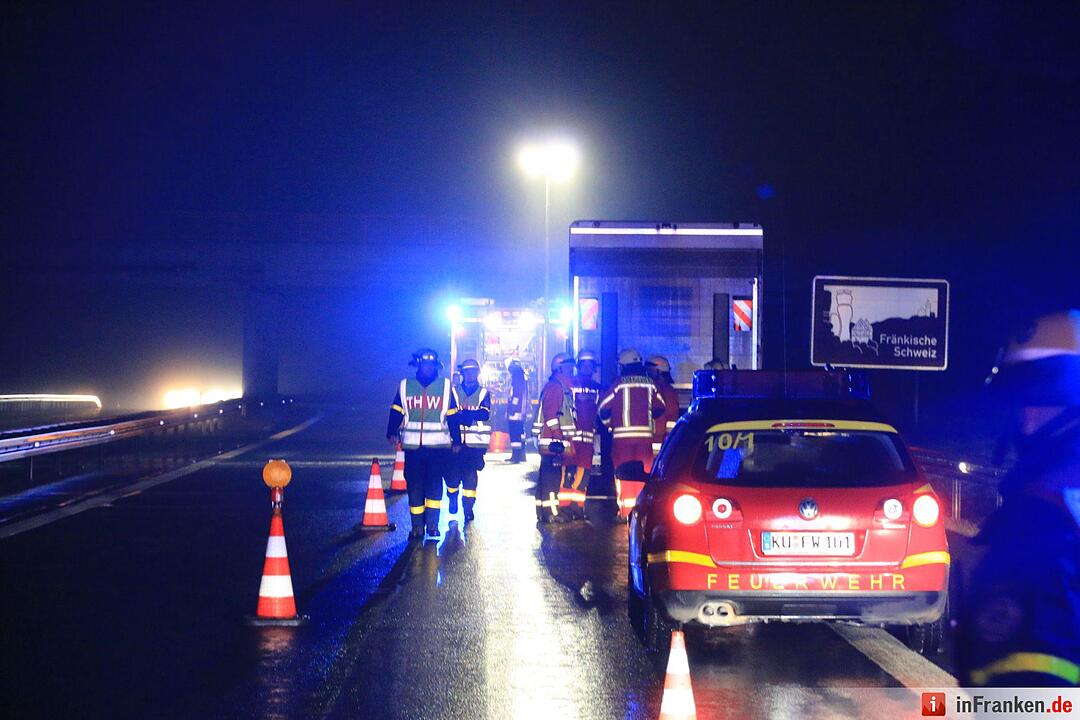 Lkw brennt - A70 lange gesperrt