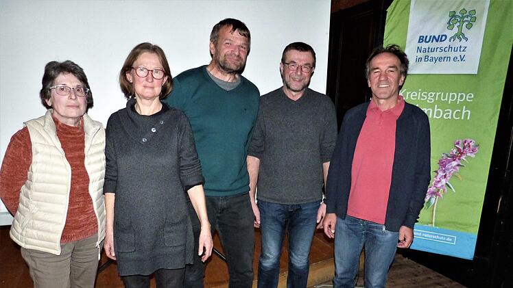 Das neu gewählte Vorstandsteam der BN-Kreisgruppe Kulmbach mit (von links) Wilhelmine Denk, Edith Berg, Karlheinz Vollrath, Albin Geyer und Roland Ramming.Werner Reißaus