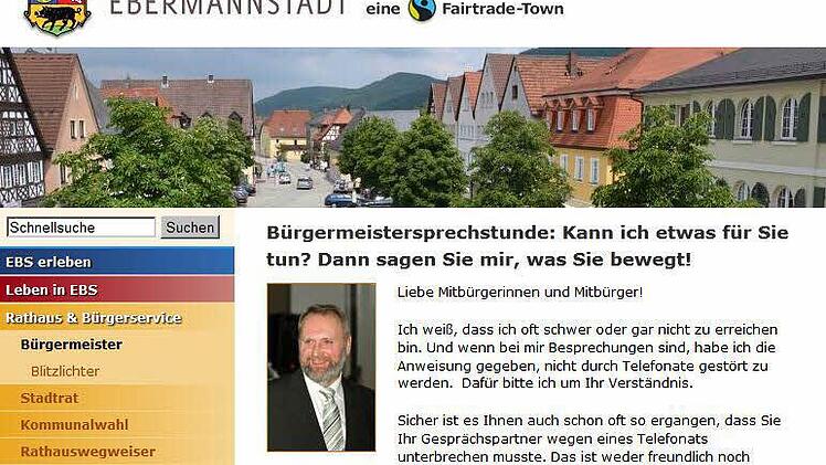 So sah die Ebermannstadter Internetseite am Freitag um 18.30 Uhr aus.