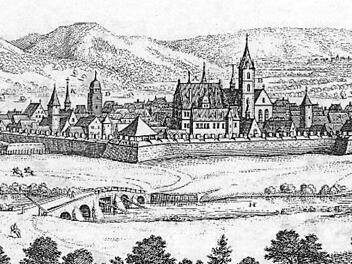 Die berühmte Grafik von Matthäus Merian von 1650 verdeutlicht, was man unter Bollwerk versteht. Die Forchheimer Festungsmauern waren uneinnehmbar für den schwedischen Feind.  Repro: löw