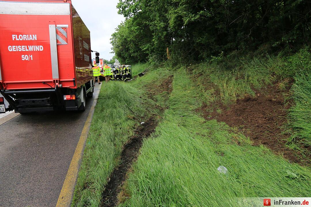 Schwerer Unfall auf A3 zwischen Geiselwind und Schlüsselfeld