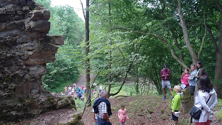 Ausflug ins Gelände: Beim Werberg Treffen wurde auch eine Führung angeboten. Am so genannten Burgfelsen war es besonders spannend. Foto: Steffi Elm