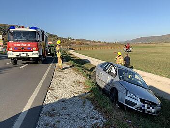 Der Ford Focus kam im Stra&szlig;engraben an der B&nbsp;470 zum Stehen.  Foto: News5/Herse