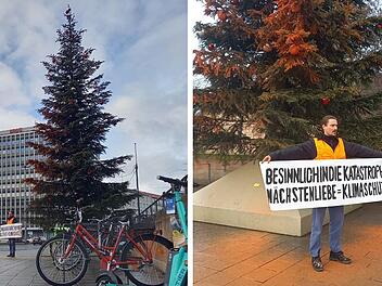 "Letzte Generation": Klimaaktivisten besprühen Christbaum am Nürnberger Hauptbahnhof