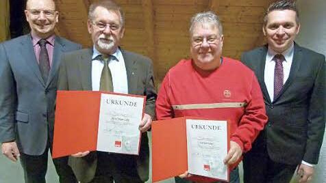Ehrungen gab es bei der SPD Rödental für (von links) Thomas Lesch, Hans-Jürgen Lorke, Karsten Faber und Carsten Höllein.