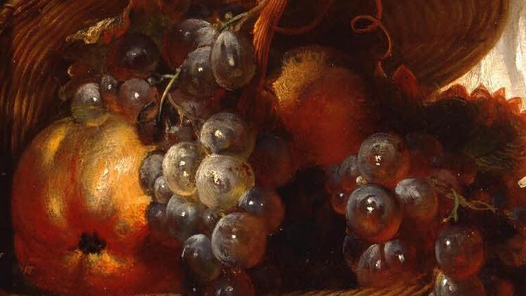 Zum Anbeißen: Details aus einem Früchtekorb, gemalt von Catharina Treu. Foto: Museen der Stadt Bamberg