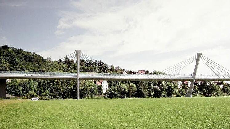 Diese Brückenvariante hat bei einem Architekten-Wettbewerb das Rennen gemacht. Um den Bau der Umgehung zu schleunigen, würden die Untersteinacher auf die Realisierung  verzichten und mit einer Standard-Brücke vorlieb nehmen.