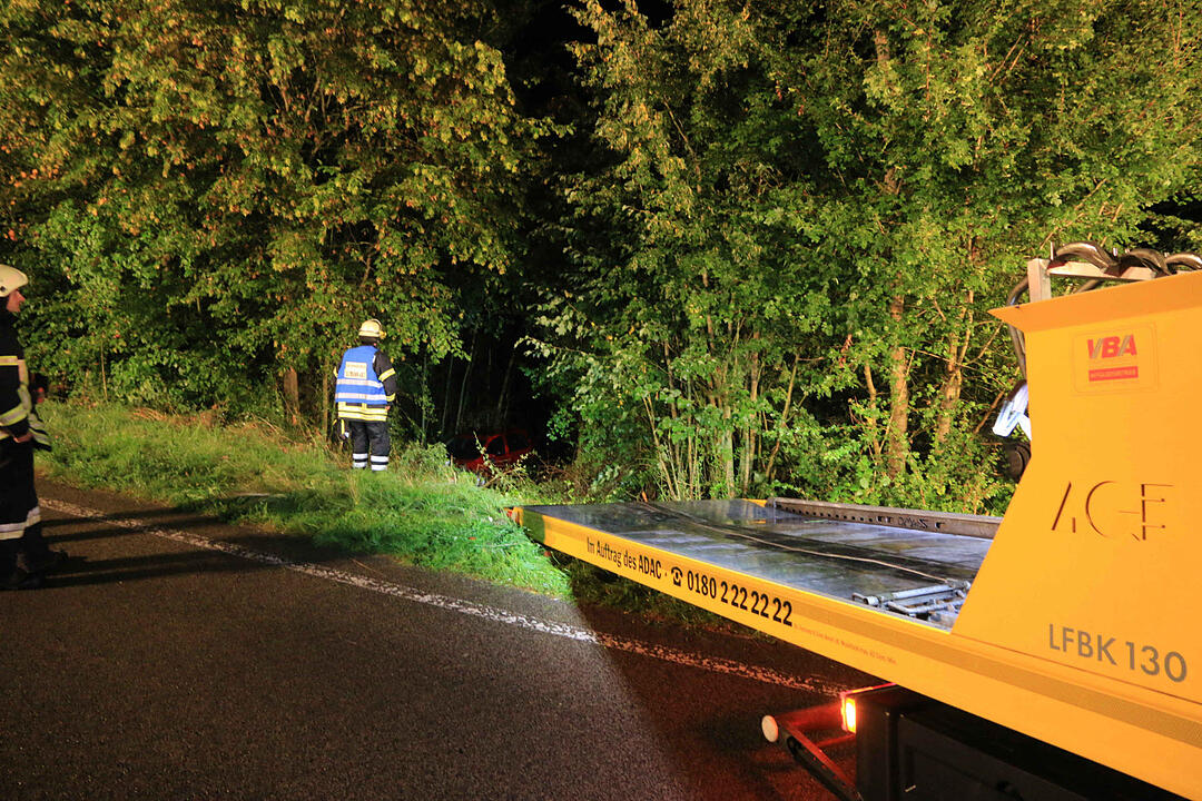 Auto landet bei Roßstadt im Unterholz