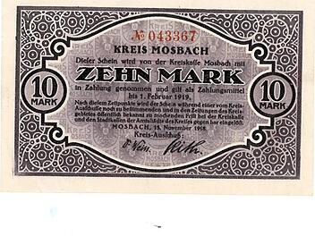 Notgeld in Höhe von zehn Mark aus dem Kreis Mosbach fand sich am vergangenen Wochen im Klingelbeutel in Buckenhofen Foto: pr