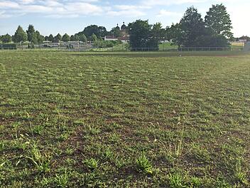 Ein Blick über den Ricotenplatz, der saniert werden muss, nach Schloss Seehof hin Foto: Rüdiger Klein