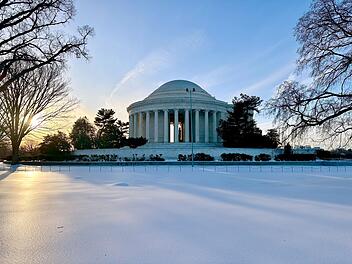 Das Jefferson Memorial in Washington, D.C., erinnert an den pr&auml;genden Gr&uuml;ndervater der USA.