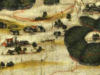 Nach dieser alten Karte hat es zwischen Schimmendorf und Hain auf dem Rainberg eine Rodung und einen Gebäudekomplex gegeben. Repro: Alexander Süß