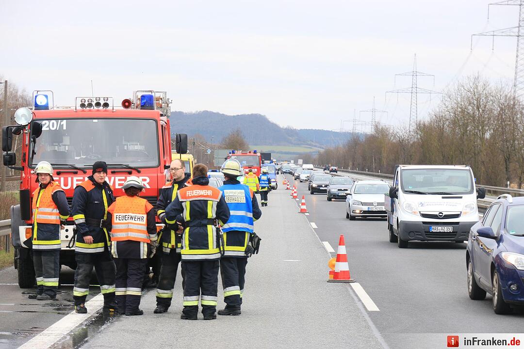 Pkw-Brand auf A70 bei Eltmann