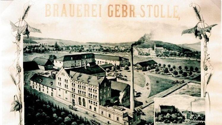 Wie imposant die Brauereianlage der Gebrüder Stolle in Aschach war, zeigt diese Postkarte. Archiv Alfred Saam