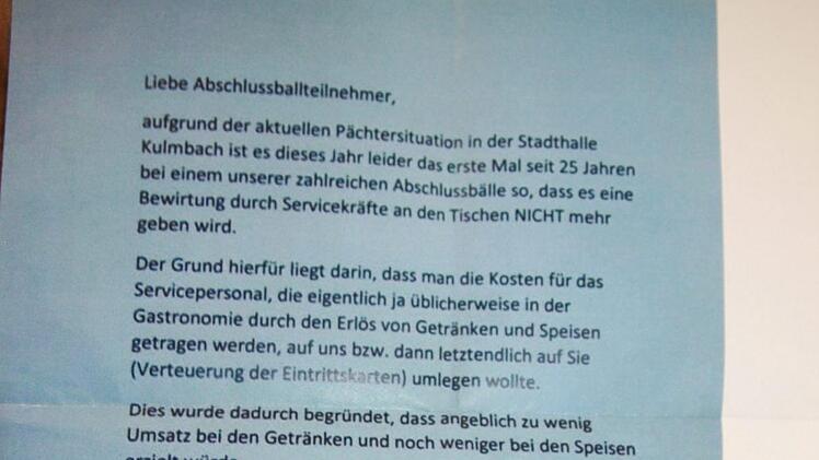 Mit diesem Handzettel informierte die Tanzschule die Besucher.privat