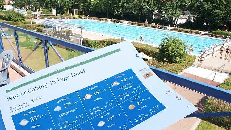 18 Grad und leichter Regen in Coburg: Nach dieser Vorhersage richtete sich Aquaria-Betriebsleiter Jörn Pakoßnick-Kirchner, als er für vergangenen Montag beschloss, das Freibad wegen der Wetterlage erst mittags zu öffnen. Foto: Christoph Winter